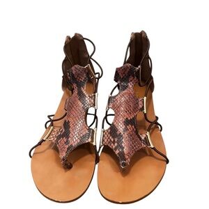 🤎 Brown and Black ALDO Animal Print Gladiator Sandals - Size 7.5